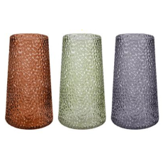 Glass Vase with Square Pattern 17cm - assorted colours 